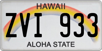HI license plate ZVI933