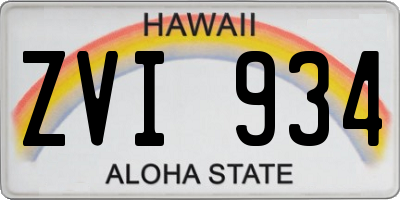 HI license plate ZVI934