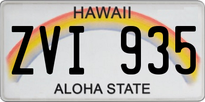 HI license plate ZVI935
