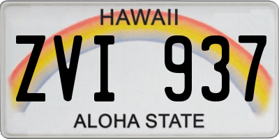 HI license plate ZVI937