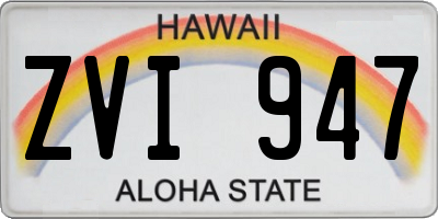 HI license plate ZVI947