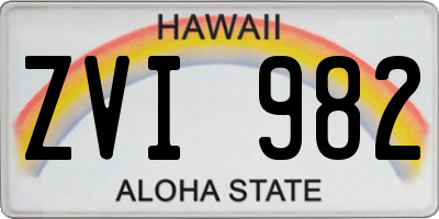 HI license plate ZVI982