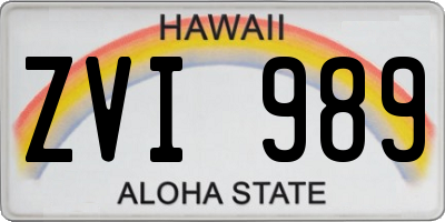 HI license plate ZVI989