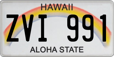 HI license plate ZVI991