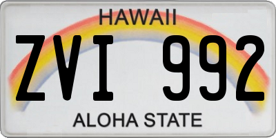 HI license plate ZVI992