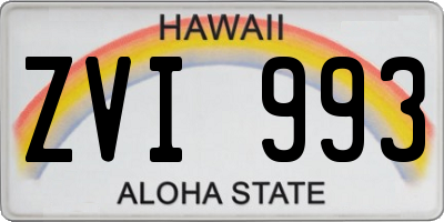 HI license plate ZVI993