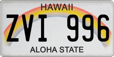 HI license plate ZVI996