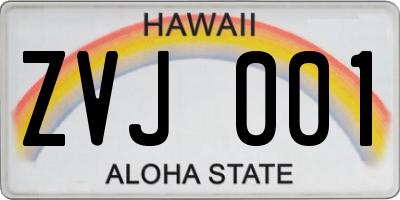 HI license plate ZVJ001