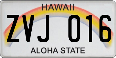 HI license plate ZVJ016