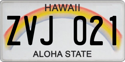 HI license plate ZVJ021