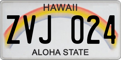 HI license plate ZVJ024