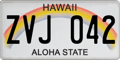 HI license plate ZVJ042