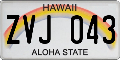 HI license plate ZVJ043