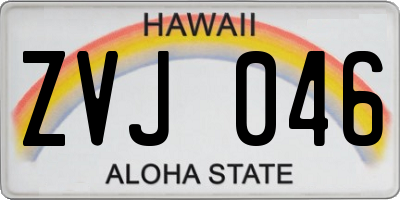 HI license plate ZVJ046