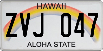 HI license plate ZVJ047