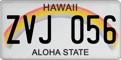 HI license plate ZVJ056
