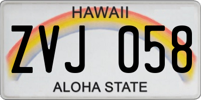 HI license plate ZVJ058