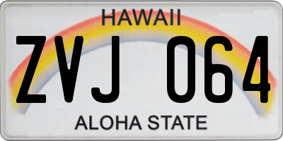 HI license plate ZVJ064