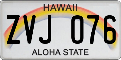 HI license plate ZVJ076