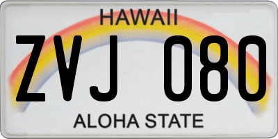 HI license plate ZVJ080