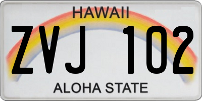 HI license plate ZVJ102