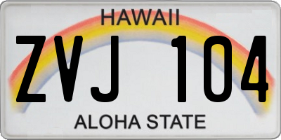 HI license plate ZVJ104