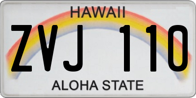 HI license plate ZVJ110
