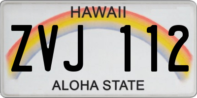 HI license plate ZVJ112