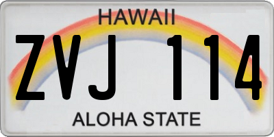 HI license plate ZVJ114