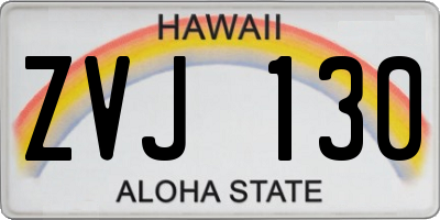 HI license plate ZVJ130