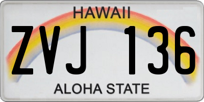 HI license plate ZVJ136