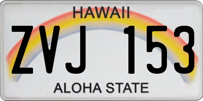 HI license plate ZVJ153