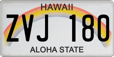 HI license plate ZVJ180