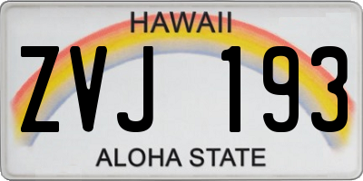 HI license plate ZVJ193