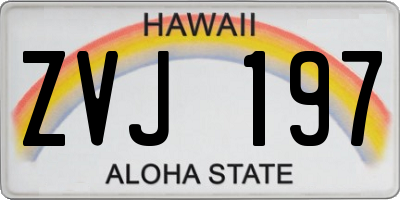HI license plate ZVJ197