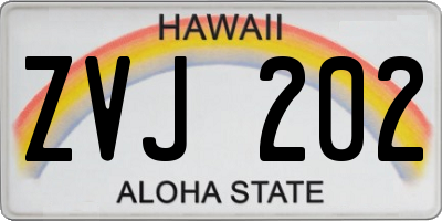 HI license plate ZVJ202