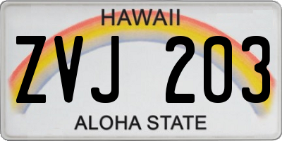 HI license plate ZVJ203