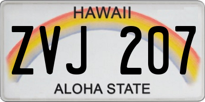 HI license plate ZVJ207