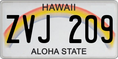 HI license plate ZVJ209