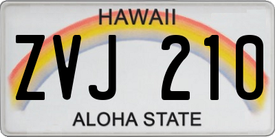 HI license plate ZVJ210