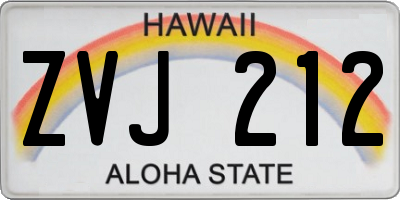 HI license plate ZVJ212