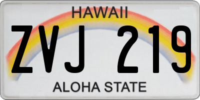 HI license plate ZVJ219