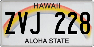 HI license plate ZVJ228