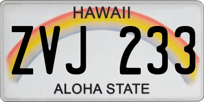 HI license plate ZVJ233