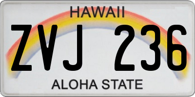 HI license plate ZVJ236