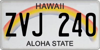 HI license plate ZVJ240