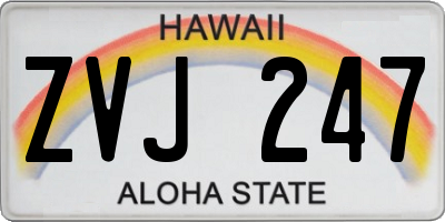 HI license plate ZVJ247