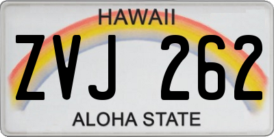 HI license plate ZVJ262