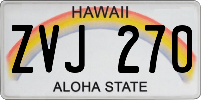 HI license plate ZVJ270