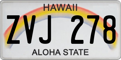 HI license plate ZVJ278